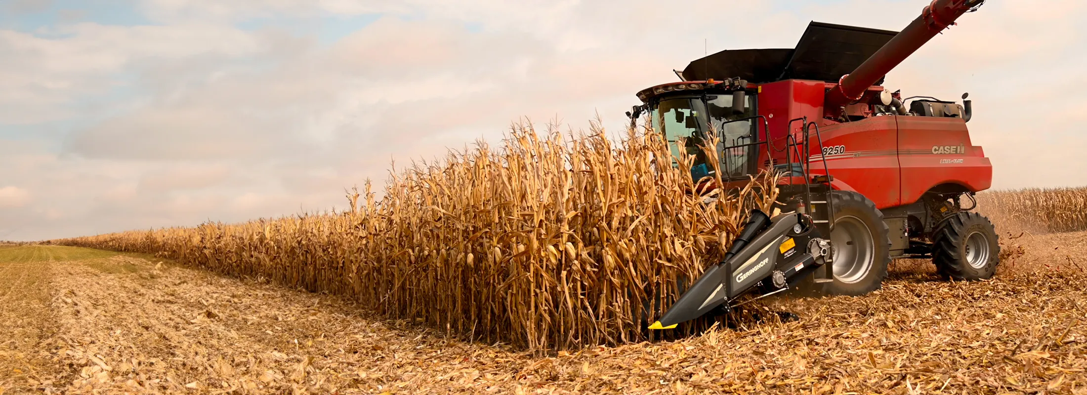 a combine harvester working in a field