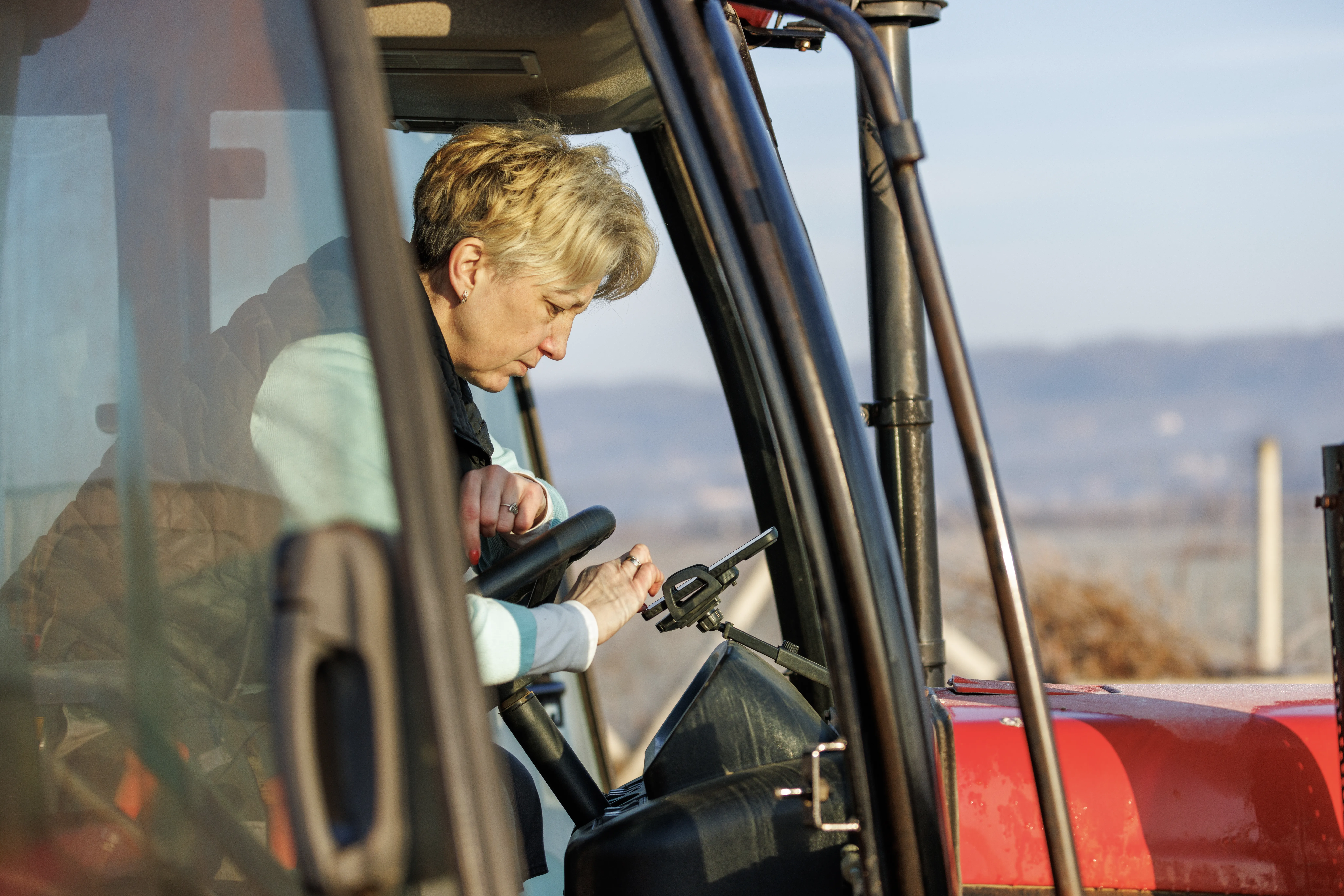 woman in tractor